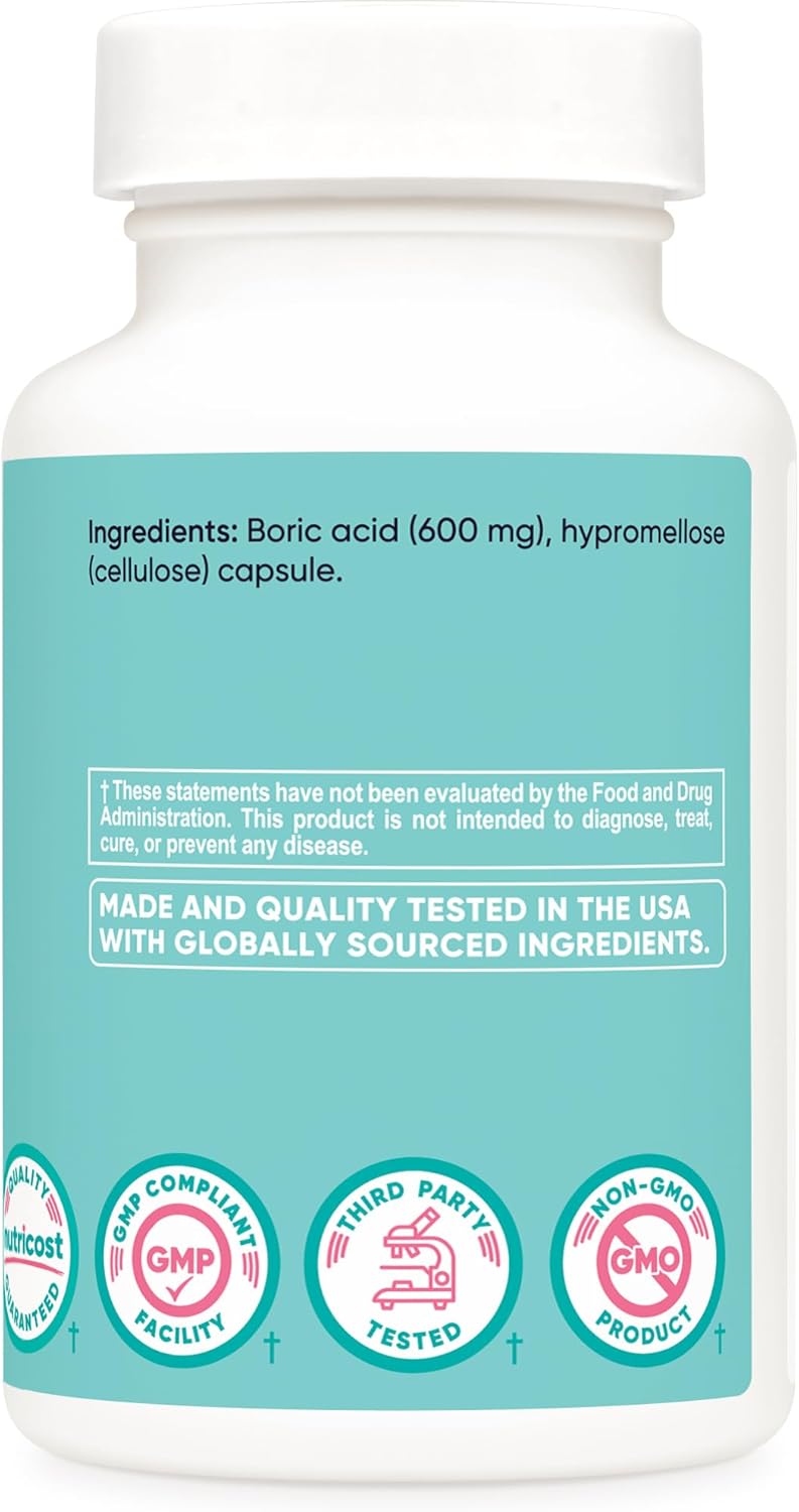 Nutricost Boric Acid 600mg, 30 Capsules - Vaginal Suppository - Non-GMO - for Women (Pack of 2) - Image 5